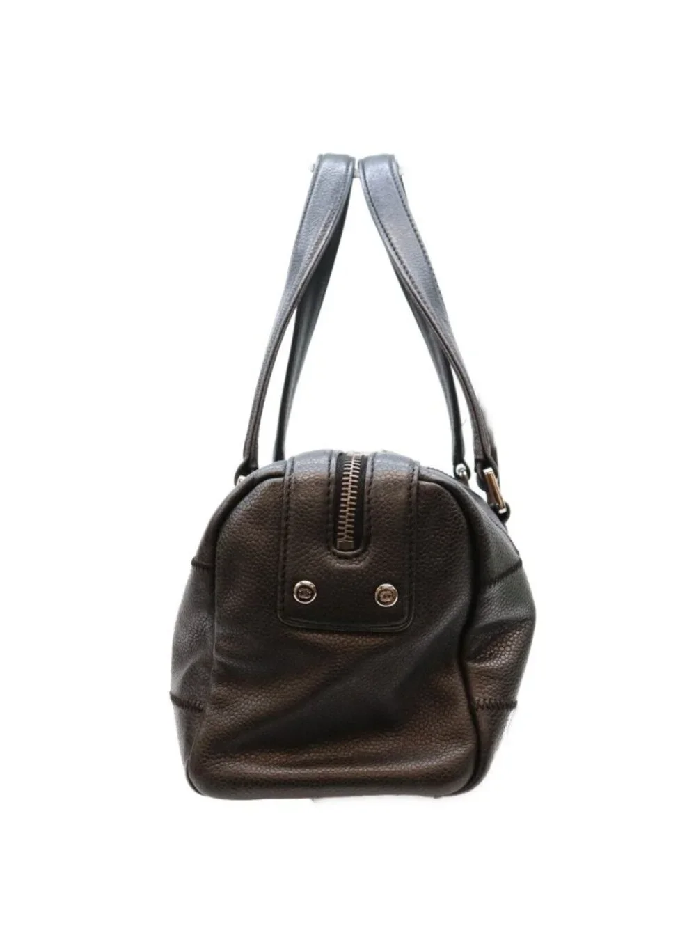 Chanel Black Caviar Choco Bar Silver Mini Boston Bag